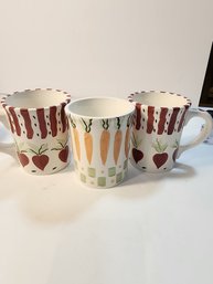 #135 3 PRETTY ENGLISH MUGS HAND PAINTED