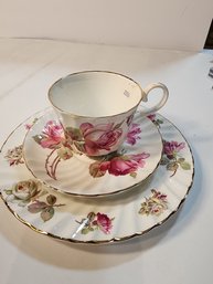 #136 BEAUTIFUL TEACUP, SAUCER AND DESSERT PLATE