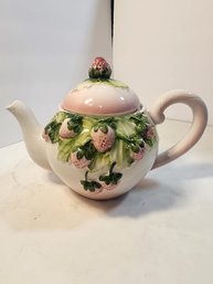 #149 HAND PAINTED STRAWBERRY TEAPOT