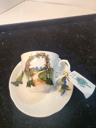 #162  HAND PAINTED TEACUP SIGNED