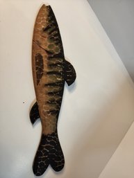 #25s  20' Carved Wooden Fish Hand Painted Wall Decor