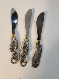 #34s 3 Pewter Butter Knives