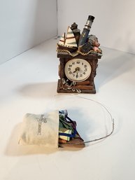 #39s  Nautical Theme Desk Clock And Small Toy Fishing Basket