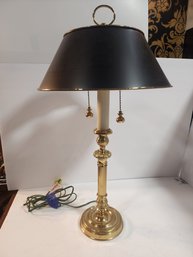 #63s Fantastic Brass Vintage Table Lamp With Metal Shade  High Quality And Heavy