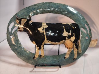 67s  Metal Cow Wall Decor Signed