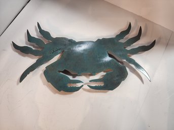 #68s Metal Crab Wall Art Signed