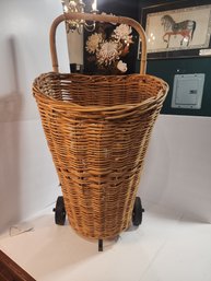 #74s Very Nice Large  Vintage Shopping Basket 36' Tall