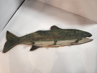#75s Fish Coat Rack Wood Hand Painted