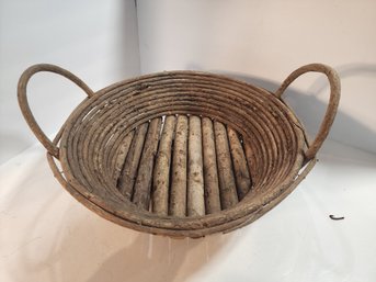 #80s  Wood Stick Basket.  Very Nice, Sturdy And Unique
