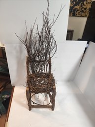 #84 Small Wicker And Twig Child Sized Garden Chair