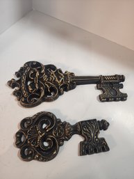 #87s 2 Large Metal Wall Decor Keys