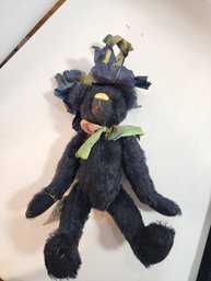 #104s Our Of The Woods 14' Black Bear With Floral Hat Tag Attached
