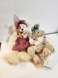 #107s 2 Adorable Signed Jointed Custom Bears
