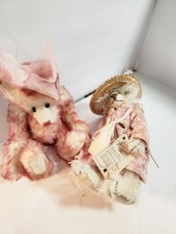 #108s Collector Jointed Hand Made Bears Pink  13 And12'