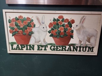 #36 French Hand Painted Garden Bunny Painting Signed By Susan Smith