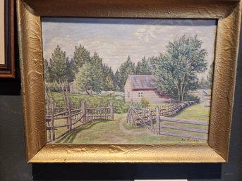 #50 K.r. Hansen Signed Antique Painting ' Seattle Home Of Ferdinand' See Photos