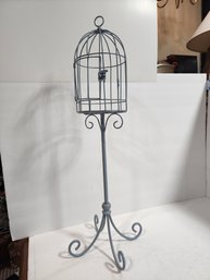 #55 BLUE BIRDCAGE ON STAND 24' TALL