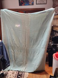 #82 1950'S BLUE AND SILVER SPARKLE TABLECLOTH IN VERY NICE CONDITION