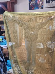 #84 GREEN LACE 1970'S TABLECLOTH.  70X84