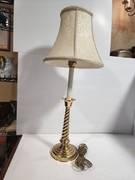 #89 MID CENTURY BRASS LAMP WITH SHADE