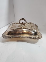 #96 SILVER PLATE ON COPPER  SHEFFIELD  SERVING DISH WITH LID