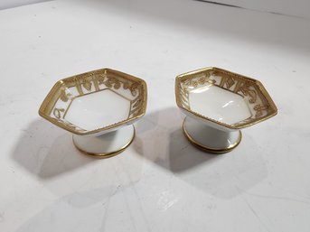 #100  2 HAND PAINTED JAPANESE SALT CELLARS