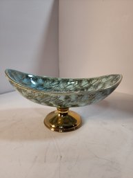 #113 VINTAGE DELFT HAND PAINTED BOWL ON PEDISTAL