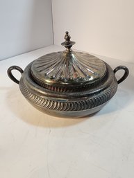 #115  SILVER PLATE DISH WITH LID
