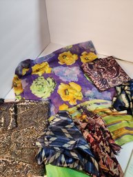#141 LOT OF 7 VINTAGE SCARVES ASSORTED SIZES