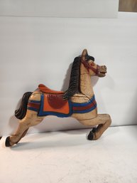 #164 CARVED WOOD CAROSEL HORSE WALL DECOR