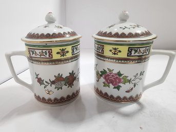 #8 2  ASIAN GREEN TEA CUPS WITH LIDS