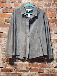 #13  #14 SUEDE SHIRT/JACKET BY JESSICA HOLBROOK SIZE 2X GRAY