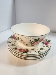 #29 WAVERLY FLORAL GARDEN SERVING BOWL AND 11 INCH SERVING PLATES