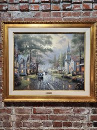 #32 BEAUTIFUL LIMITED EDITION CERTIFIED THOMAS KINKADE FRAMED HOMETOWN EVENING