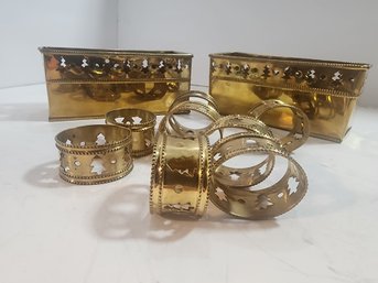 #41 Mid Century Brass Containers And Brass Napkin Rings