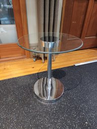 #50 Glass And Chrome Light Up Display Table