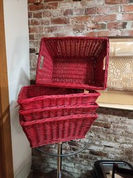 #52 Lot Of 4 Good Sized Red Baskets For Storage Lot 1