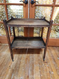 #55  Antique Wood  Rolling Bar Cart