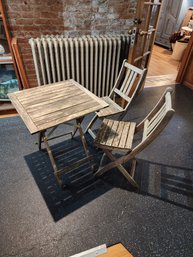 #55 Weathered Wood Folding Outdoor Table And Chair Set