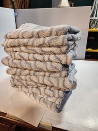 #60 Large Lot Of 13 Towels In White Whicker Hamper