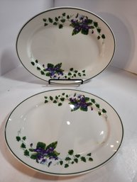 #65 2 Waverly Large Serving Platters Sweet Violet Pattern