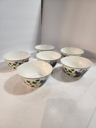 #69 6 Sweet Violet Waverly Soup Bowls