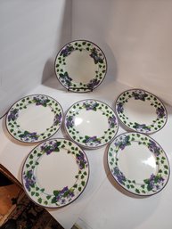 #74  6 Waverly Sweet  Violet Dinner Plates Lot 1