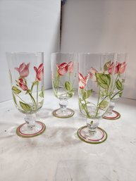 #76 5 Waverly Garden Water  Glasses
