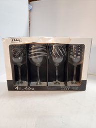 #79 New In Box Set Of 4 Adorn Wine Glasses