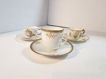 #114 LOT OF 3 ANTIQUE TEACUPS AND SAUCERS