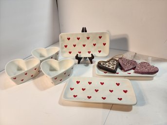 #126 CUTE LOT OF HEART THEMED DISHES