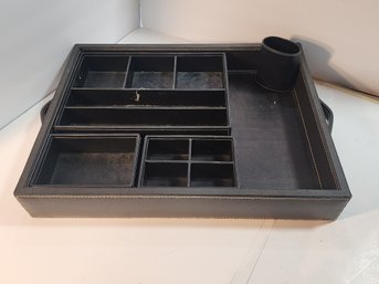 #144 LEATHER DESK TOP ORGANIZER SET
