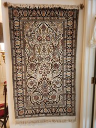#5 Vintage Silk Carpet With Hanging Rod Excellent Condition 35x66