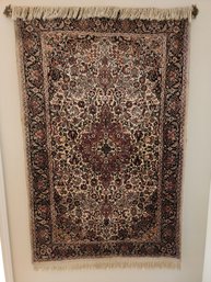 #8 Fabulous Silk Oriental Carpet Hung Like Tapestry With Rod.